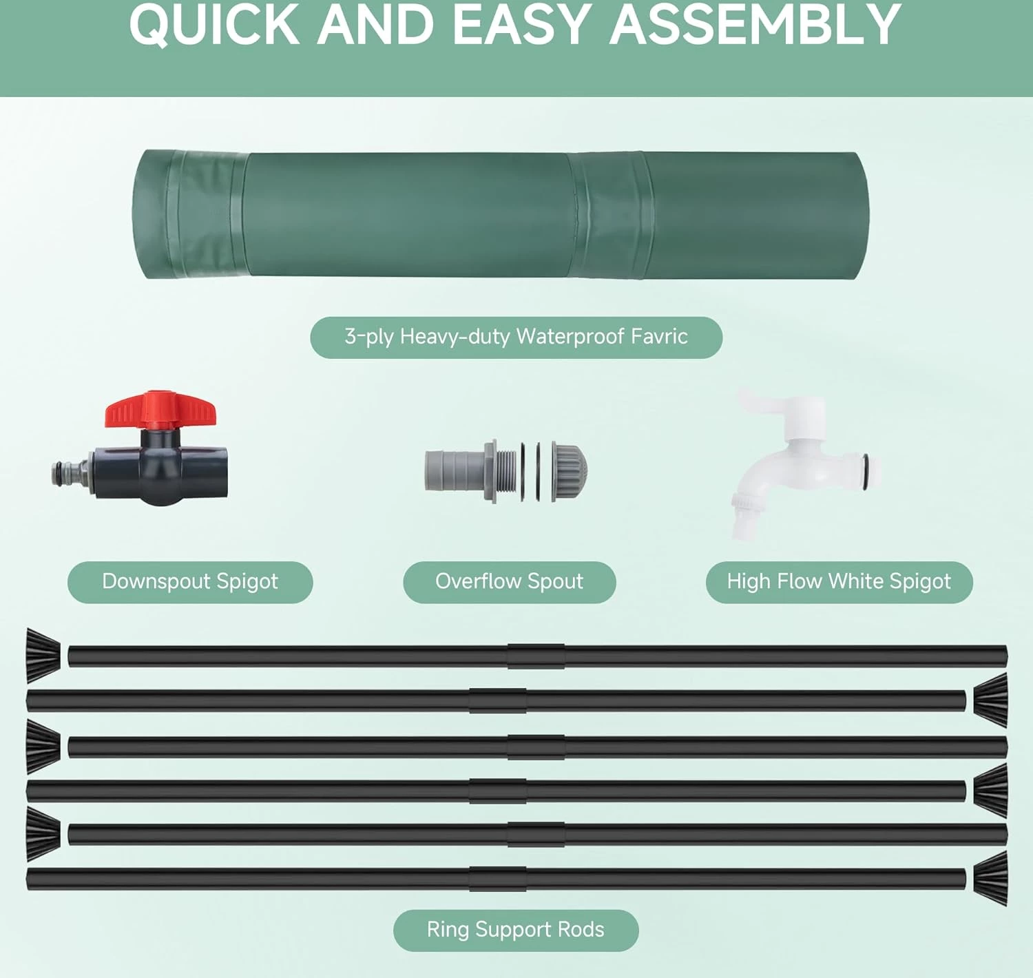 53 Gallon Portable Rainwater Collect System Water Tank to Collect Rainwater - Image 3