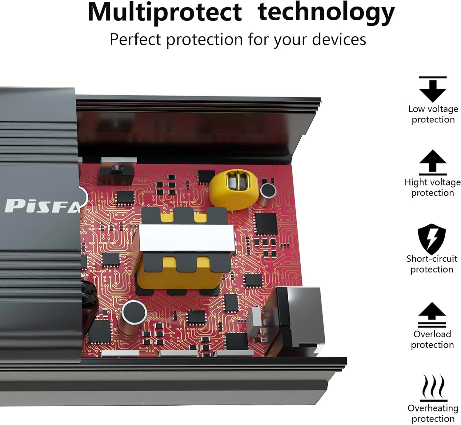 PiSFAU 150W Power Inverter 12V DC to 110V AC Car Plug Adapter Outlet Converter - Image 3