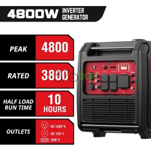PowerSmart 4800-Watt Portable Inverter Generator with Wheels Handle Kit