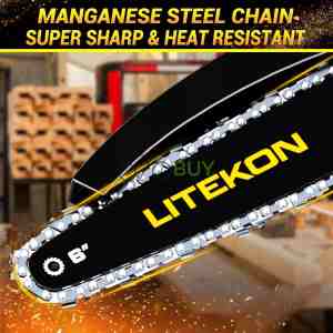 LITEKON Cordless Mini Chainsaw Kit with 2000mAh Battery & Quick Charger & 2 Chains