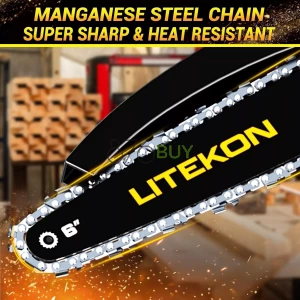 LITEKON Cordless Mini Chainsaw Kit with 2000mAh Battery & Quick Charger & 2 Chains