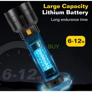 Solar LED Rechargeable Flashlight - 20000 Lumens Super Bright Tactical Flash Light, Compact & Waterproof, Long-Lasting Battery