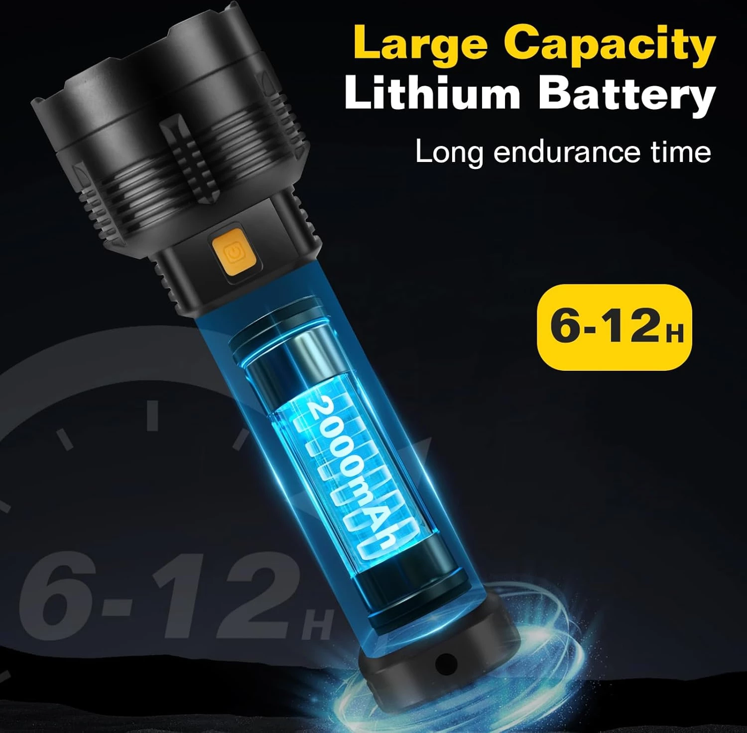 Solar LED Rechargeable Flashlight - 20000 Lumens Super Bright Tactical Flash Light, Compact & Waterproof, Long-Lasting Battery - Image 3