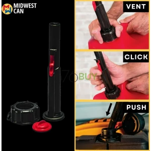 Midwest Can Auto Shut Off Gasoline Can, 2.6 Gallon Capacity, Red