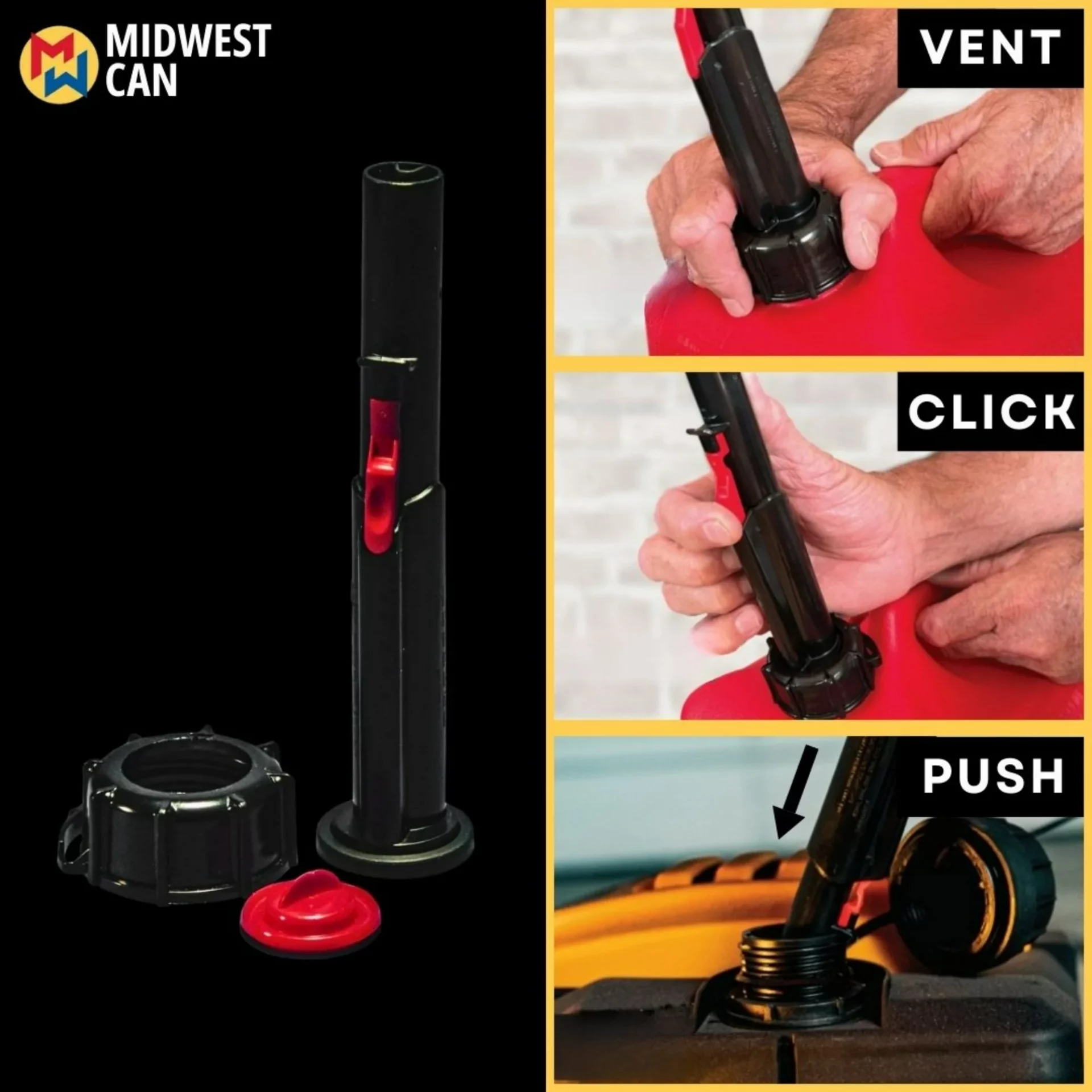 Midwest Can Auto Shut Off Gasoline Can, 2.6 Gallon Capacity, Red - Image 2