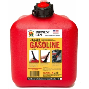 Midwest Can Auto Shut Off Gasoline Can, 2.6 Gallon Capacity, Red