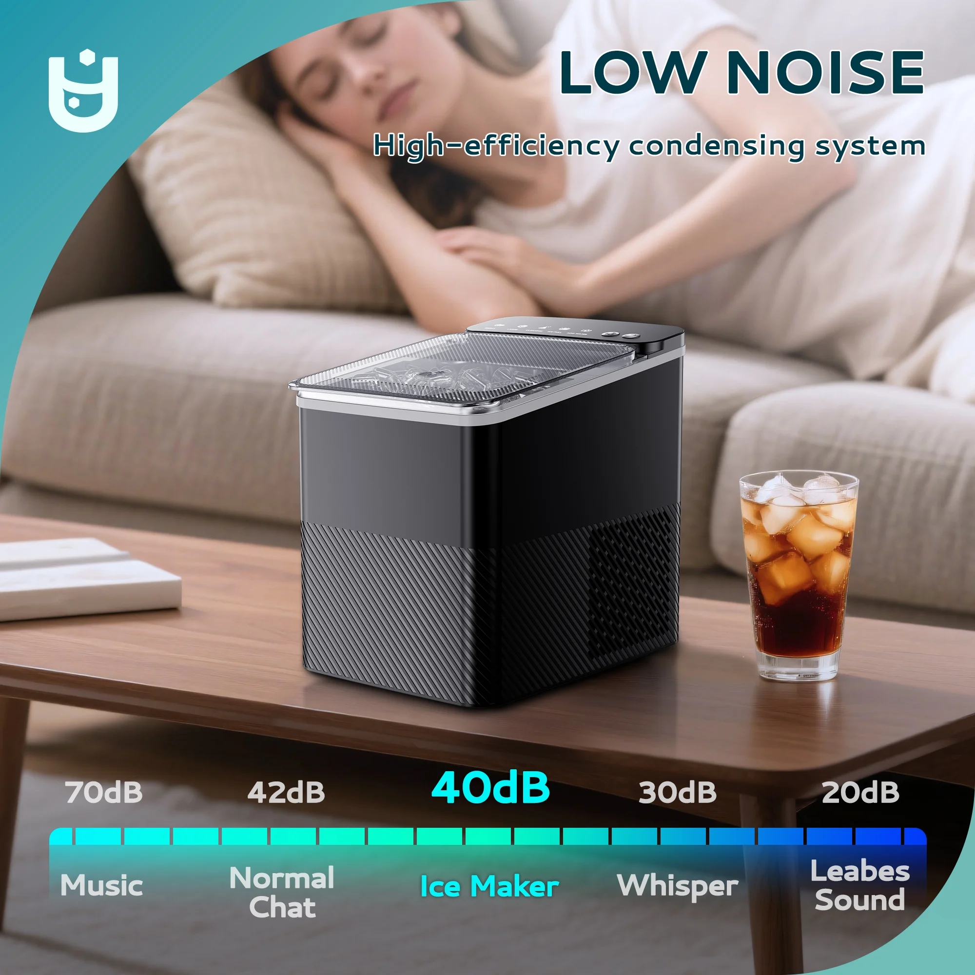 EUHOMY Countertop Ice Maker, Portable 2-Size Bullet Ice Machine with Self-Cleaning, 26.5 Lbs/24H, Black - Image 4