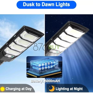 FOWSEEK 2 Pack Solar Street Lights 12000 Lumen with Motion Sensor