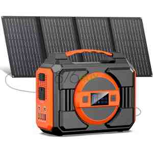 Apowking 300W Rated Portable Solar Generator Power Station with Solar Panels 40W Included