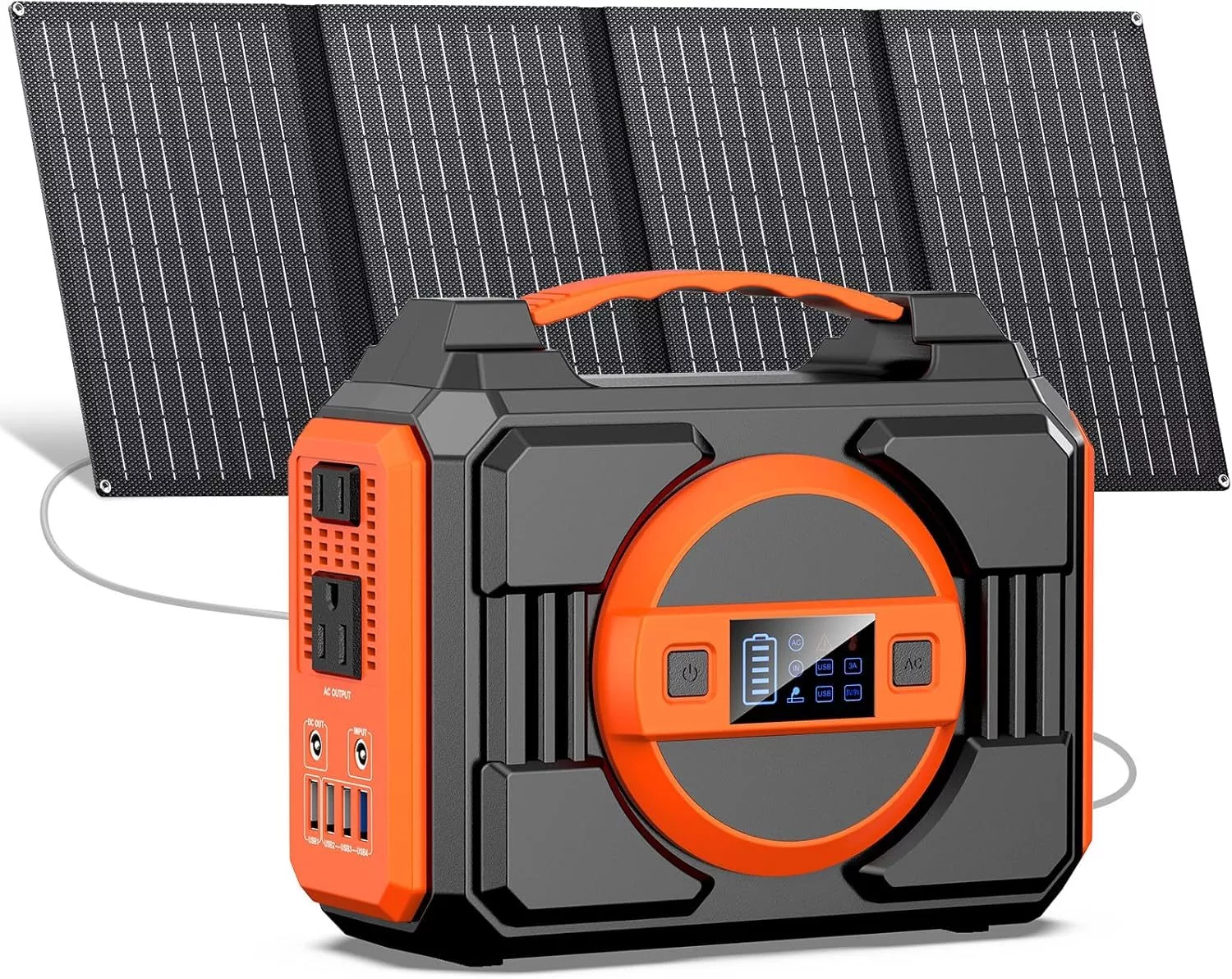 Apowking 300W Rated Portable Solar Generator Power Station with Solar Panels 40W Included