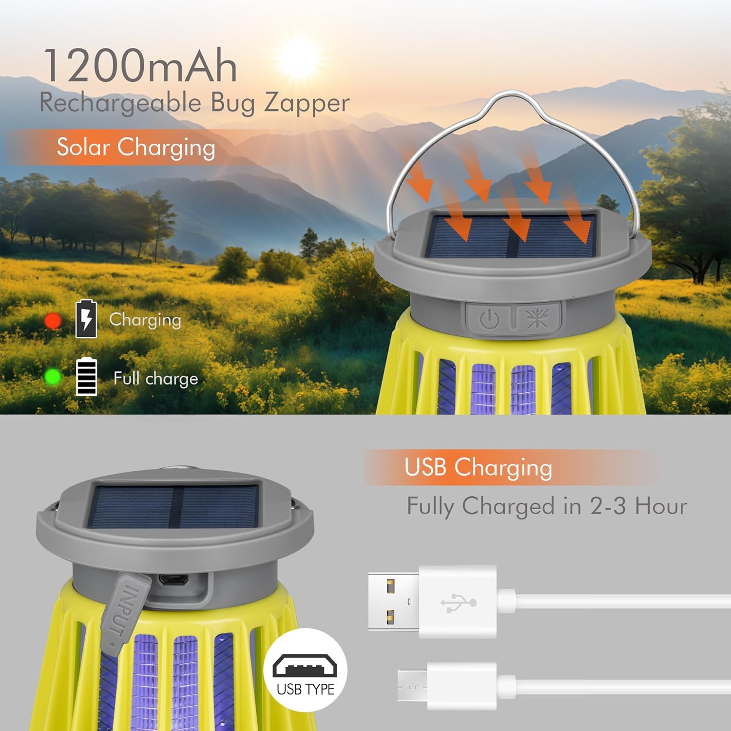 BANPESTT Solar Bug Zapper Portable Mosquito Zapper, 2-in-1 Cordless & Rechargeable - Image 4