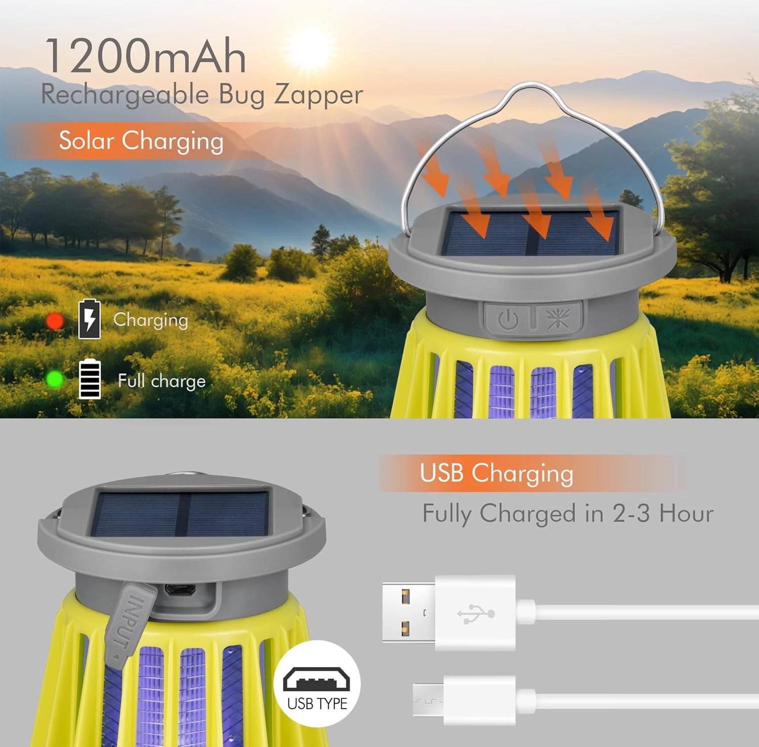 BANPESTT Solar Bug Zapper Portable Mosquito Zapper, 2-in-1 Cordless & Rechargeable - Image 4