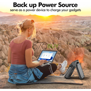 Solar Fan with LED Lantern - Battery Powered with Solar Panel, 90° Adjust, 3 Speed & Timer, 20Hrs Cooling