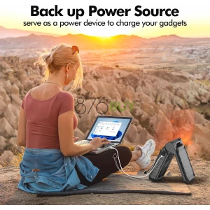 Solar Fan with LED Lantern - Battery Powered with Solar Panel, 90° Adjust, 3 Speed & Timer, 20Hrs Cooling