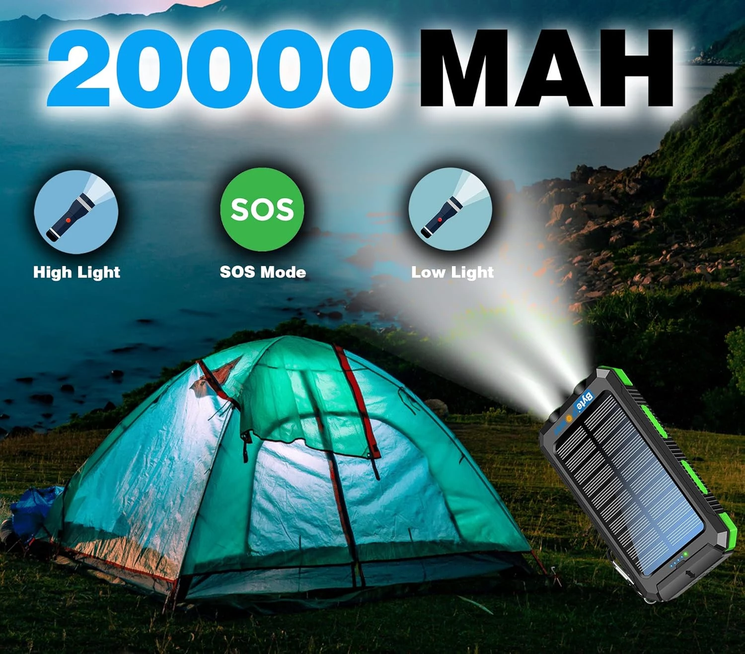 BytePower 20000mAh Solar Charger Power Bank - Image 5