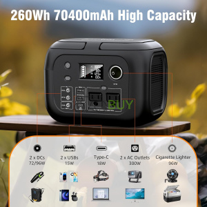 SinKeu Solar Powered Generator 300W Peak/70400mAh, 260Wh Portable Power Station with Panels