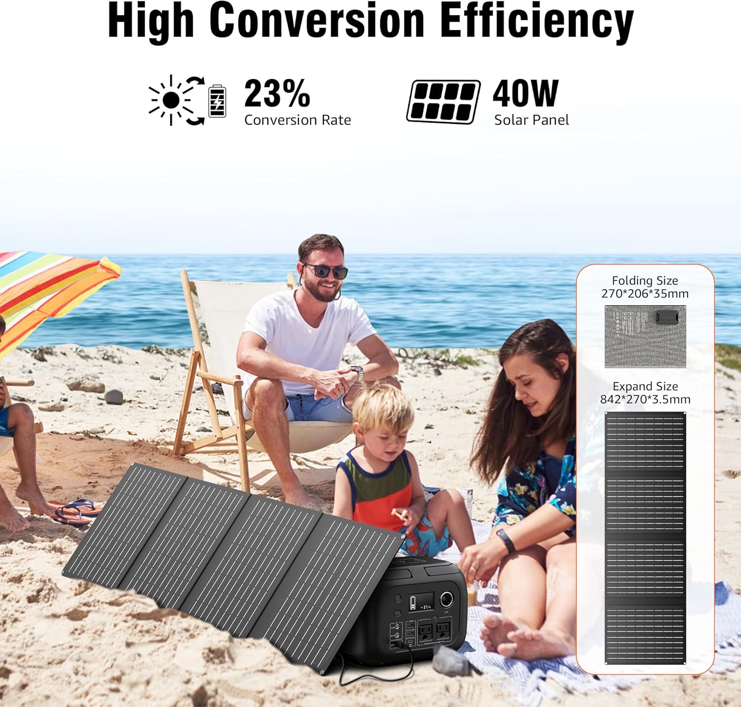 SinKeu Solar Powered Generator 300W Peak/70400mAh, 260Wh Portable Power Station with Panels - Image 6