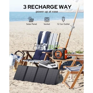Apowking 300W Rated Portable Solar Generator Power Station with Solar Panels 40W Included