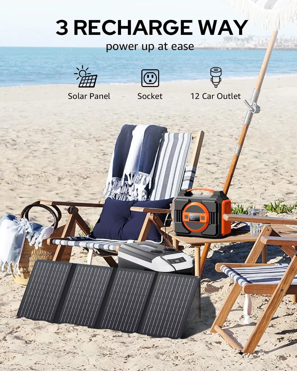 Apowking 300W Rated Portable Solar Generator Power Station with Solar Panels 40W Included - Image 6