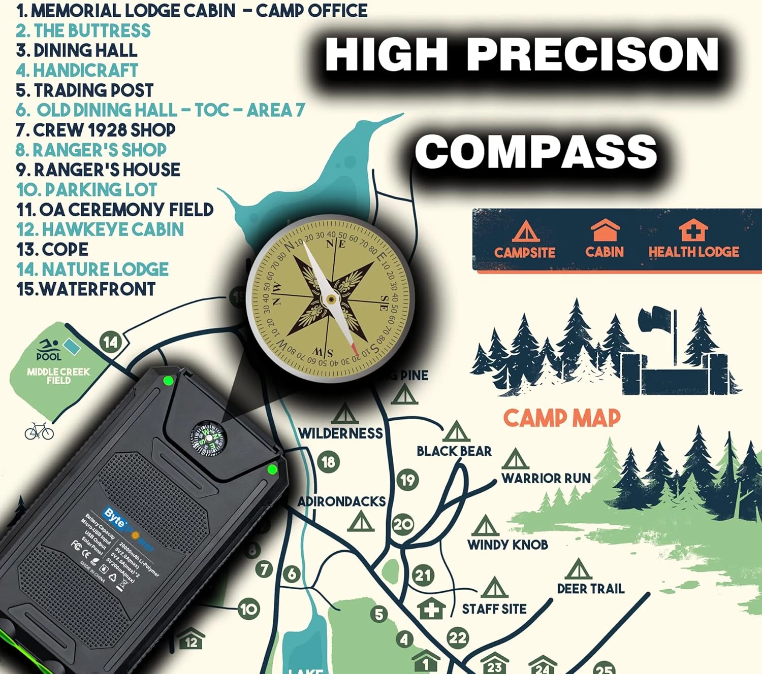 BytePower 20000mAh Solar Charger Power Bank - Image 6