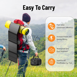 SinKeu Solar Powered Generator 300W Peak/70400mAh, 260Wh Portable Power Station with Panels