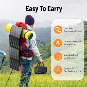 SinKeu Solar Powered Generator 300W Peak/70400mAh, 260Wh Portable Power Station with Panels