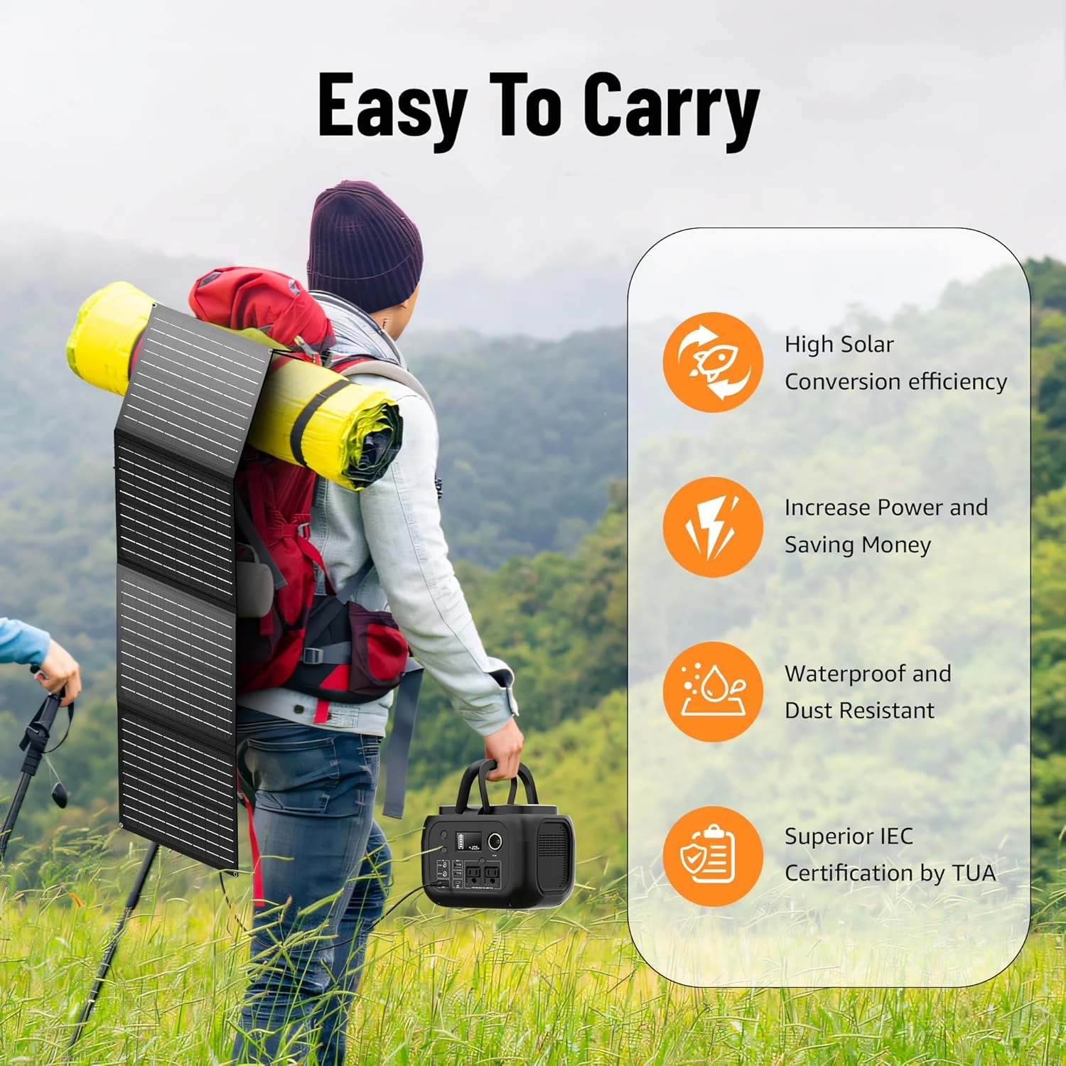 SinKeu Solar Powered Generator 300W Peak/70400mAh, 260Wh Portable Power Station with Panels - Image 2