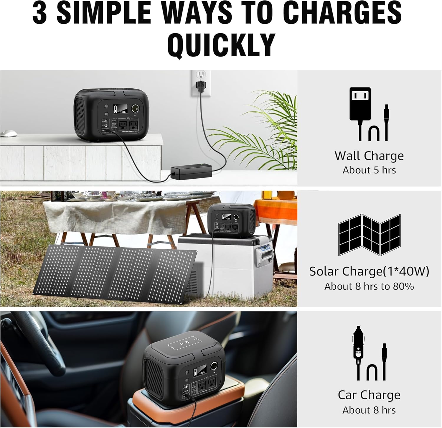 SinKeu Solar Powered Generator 300W Peak/70400mAh, 260Wh Portable Power Station with Panels - Image 4