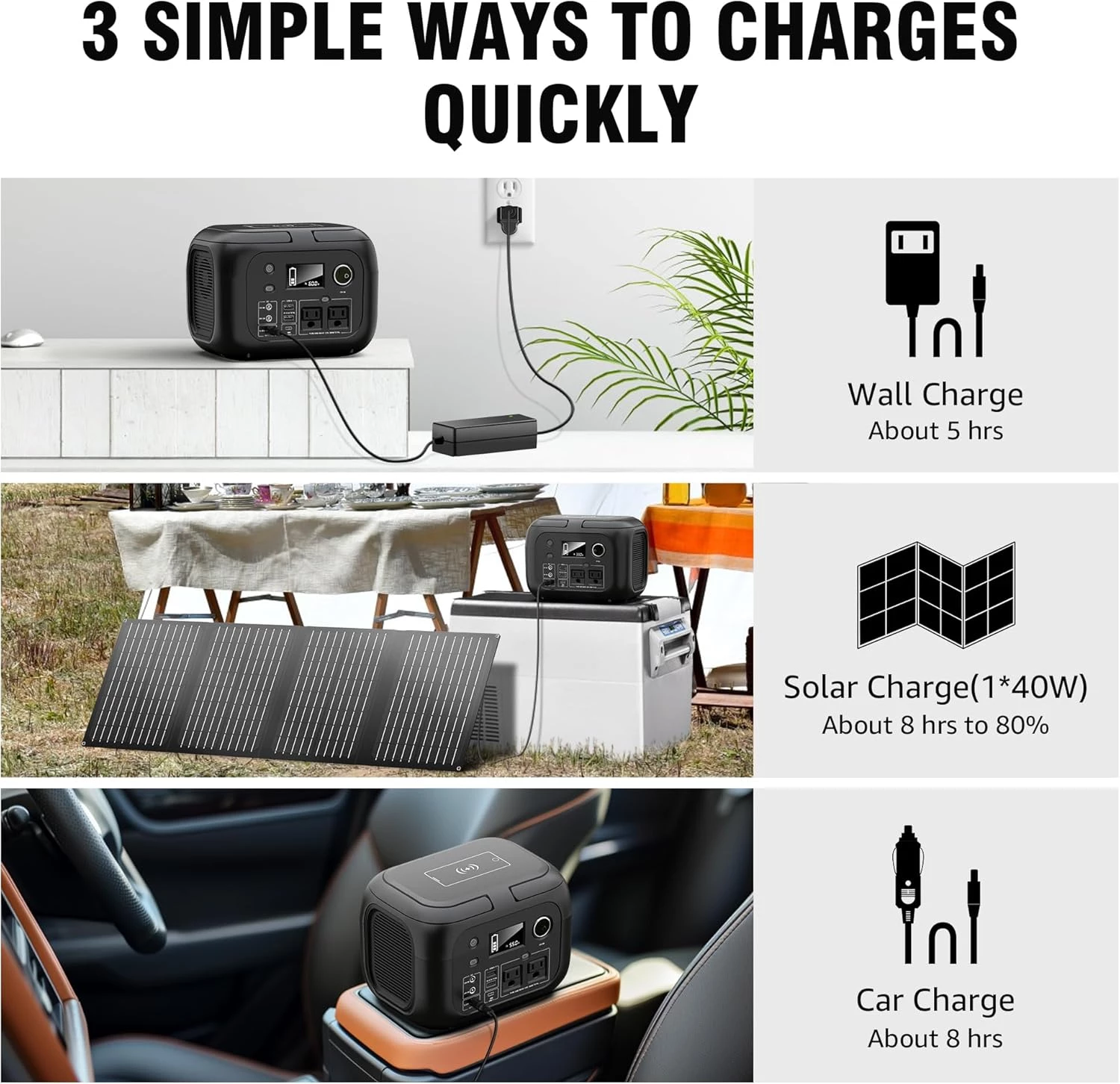 SinKeu Solar Powered Generator 300W Peak/70400mAh, 260Wh Portable Power Station with Panels - Image 4