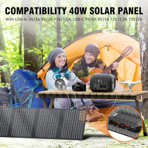 SinKeu Solar Powered Generator 300W Peak/70400mAh, 260Wh Portable Power Station with Panels