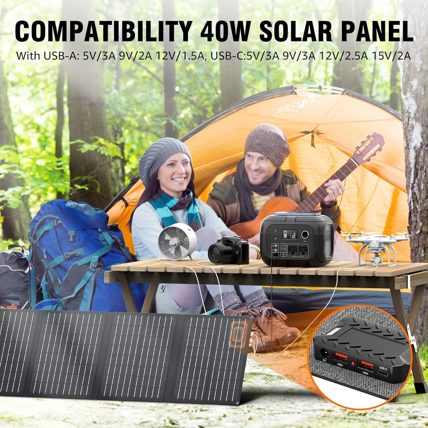 SinKeu Solar Powered Generator 300W Peak/70400mAh, 260Wh Portable Power Station with Panels - Image 8