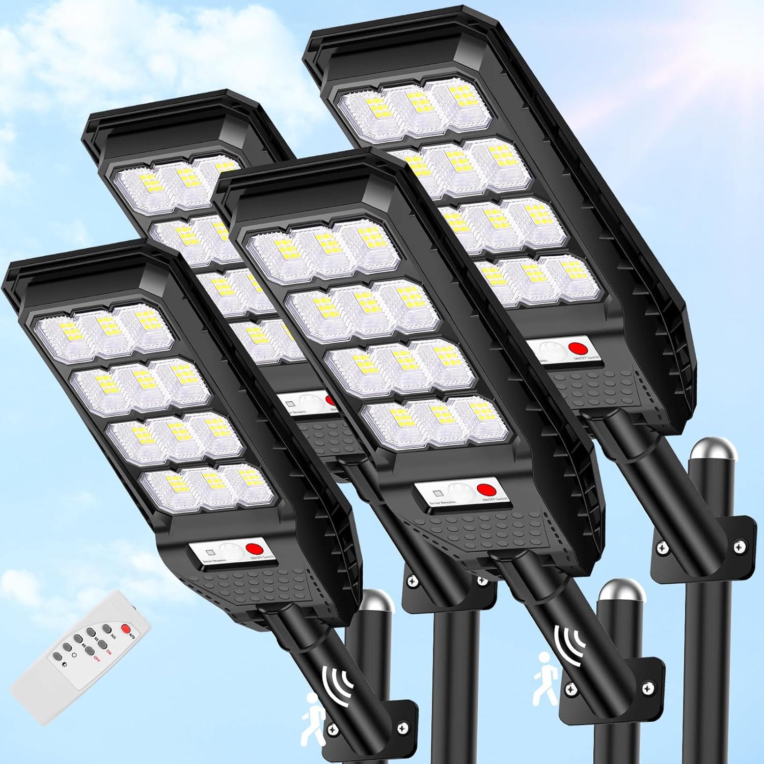 VUAA 4 Pack Solar Street Lights Outdoor