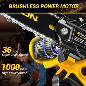 LITEKON Cordless Mini Chainsaw Kit with 2000mAh Battery & Quick Charger & 2 Chains