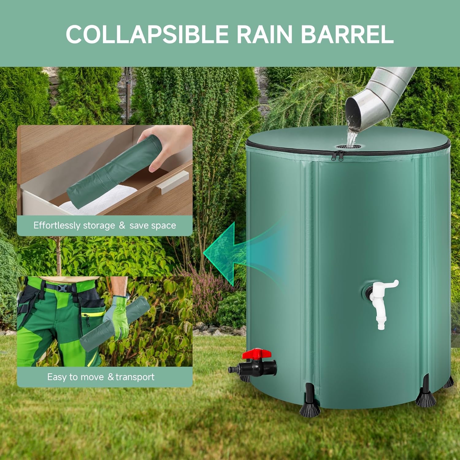 53 Gallon Portable Rainwater Collect System Water Tank to Collect Rainwater - Image 5