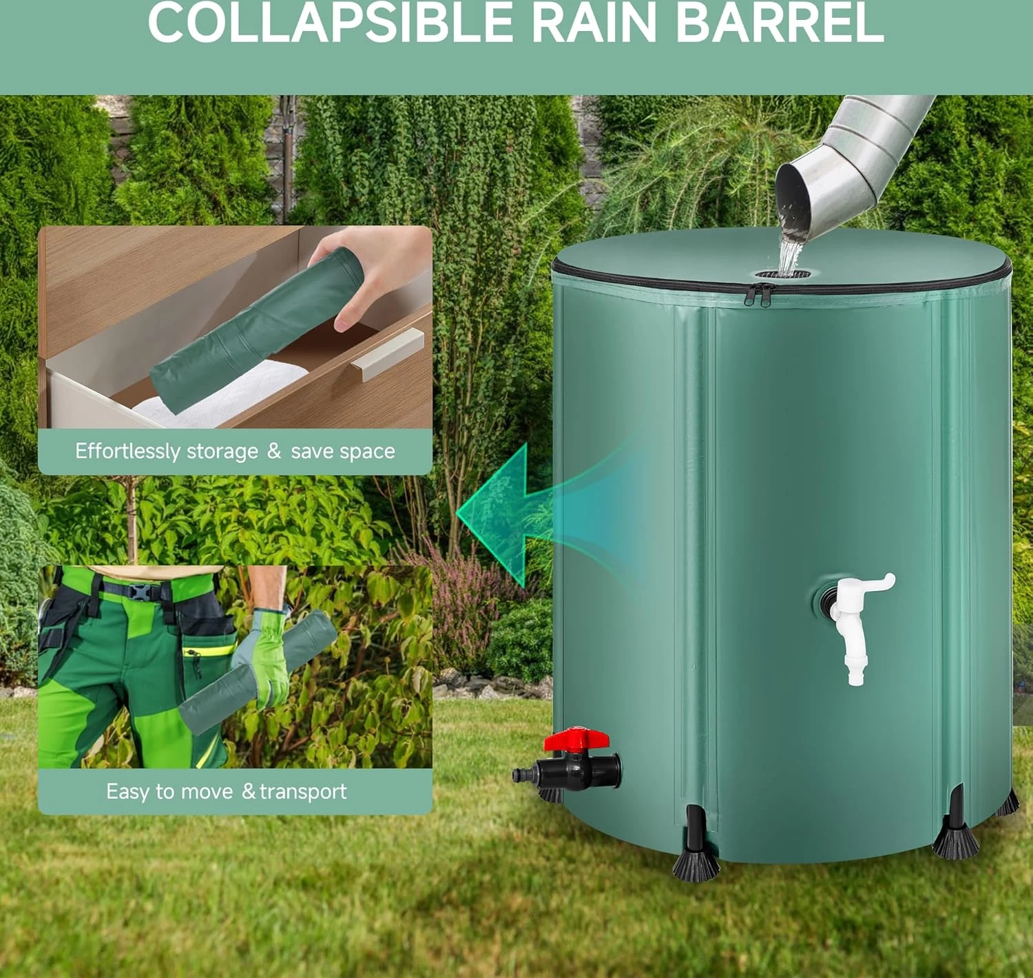 53 Gallon Portable Rainwater Collect System Water Tank to Collect Rainwater - Image 5