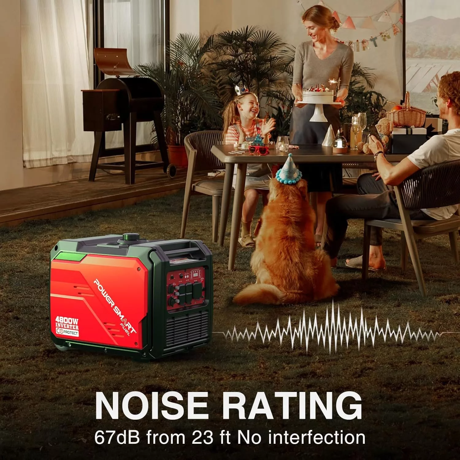 PowerSmart 4800-Watt Portable Inverter Generator with Wheels Handle Kit - Image 4