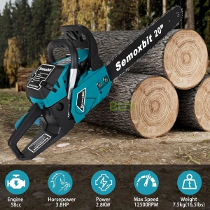 Semoxbit 58CC Gas Chainsaw 20 Inch Chain Saw with 2-Cycle Engine