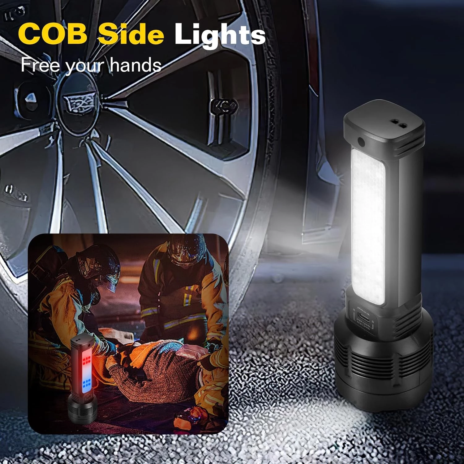 Solar LED Rechargeable Flashlight - 20000 Lumens Super Bright Tactical Flash Light, Compact & Waterproof, Long-Lasting Battery - Image 4