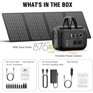 SinKeu Solar Powered Generator 300W Peak/70400mAh, 260Wh Portable Power Station with Panels