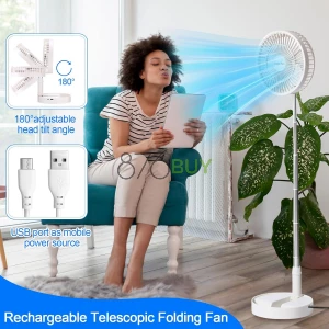 Solar Battery-operated Portable Standing Fan with Solar Panel