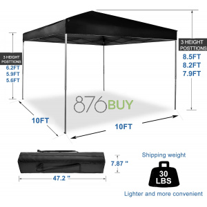 GVDV Outdoor Pop up Canopy 10'x10' Tent Camping Sun Shelter-Series Party Tent (Black)