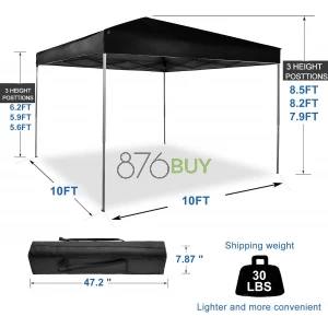 GVDV Outdoor Pop up Canopy 10'x10' Tent Camping Sun Shelter-Series Party Tent (Black)