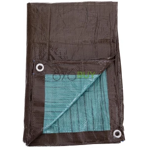 Kotap 20 x 20 Ft. All-Purpose Multi-Use Protection/Coverage 5-mil Poly Tarp, Reversible, Waterproof, Brown/Green