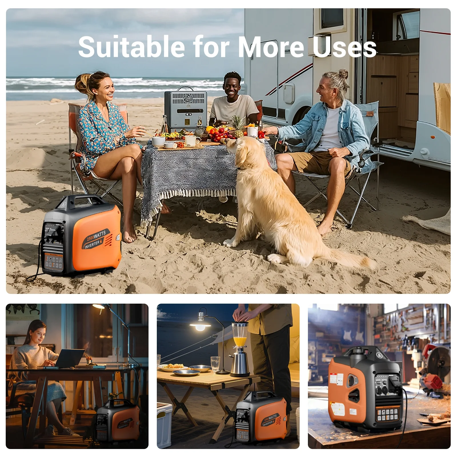 Efurden 2500-Watt Portable Inverter Generator Gas Powered, EPA Compliant, Parallel Capability, CO Shutdown, Low Noise - Image 3