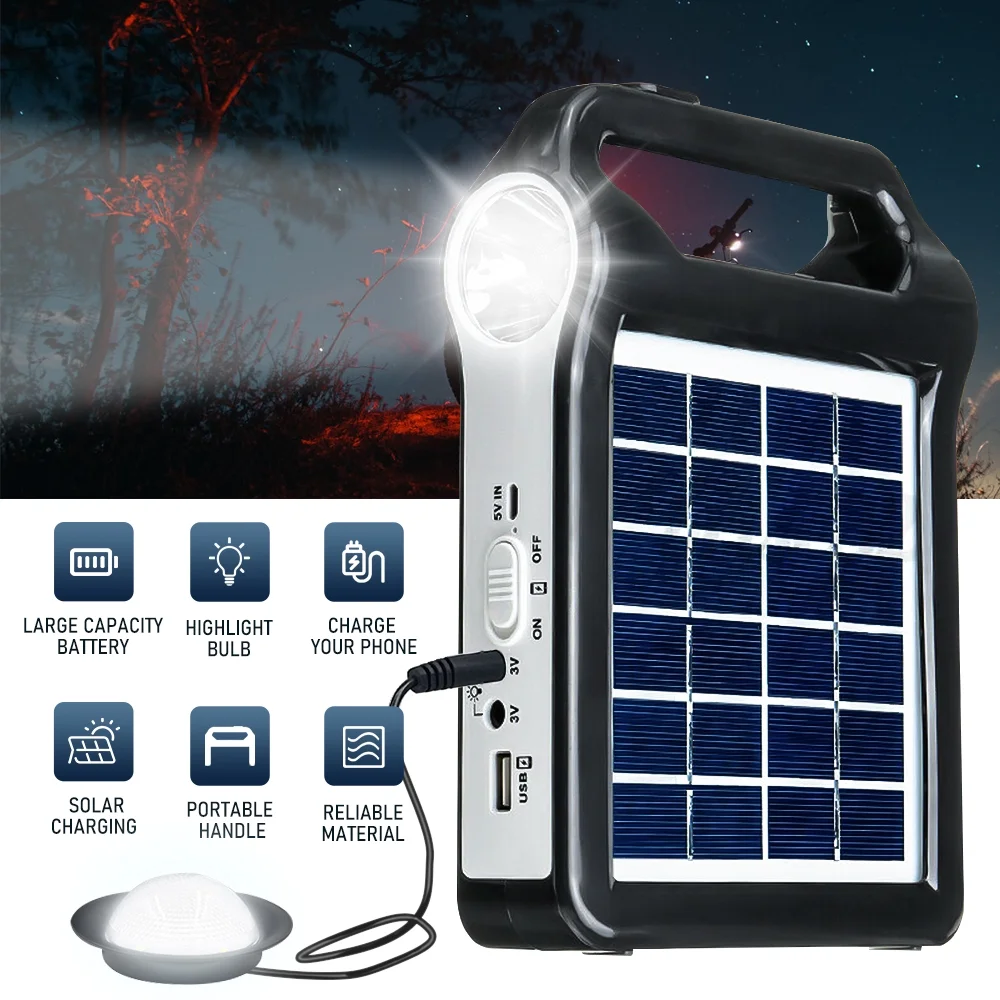 ABLINK Portable Solar Generator System with Solar Panel Battery and Lighting Bulb