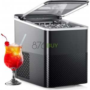 EUHOMY Countertop Ice Maker, Portable 2-Size Bullet Ice Machine with Self-Cleaning, 26.5 Lbs/24H, Black