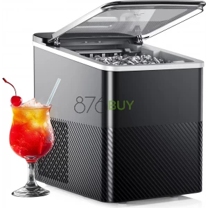 EUHOMY Countertop Ice Maker, Portable 2-Size Bullet Ice Machine with Self-Cleaning, 26.5 Lbs/24H, Black