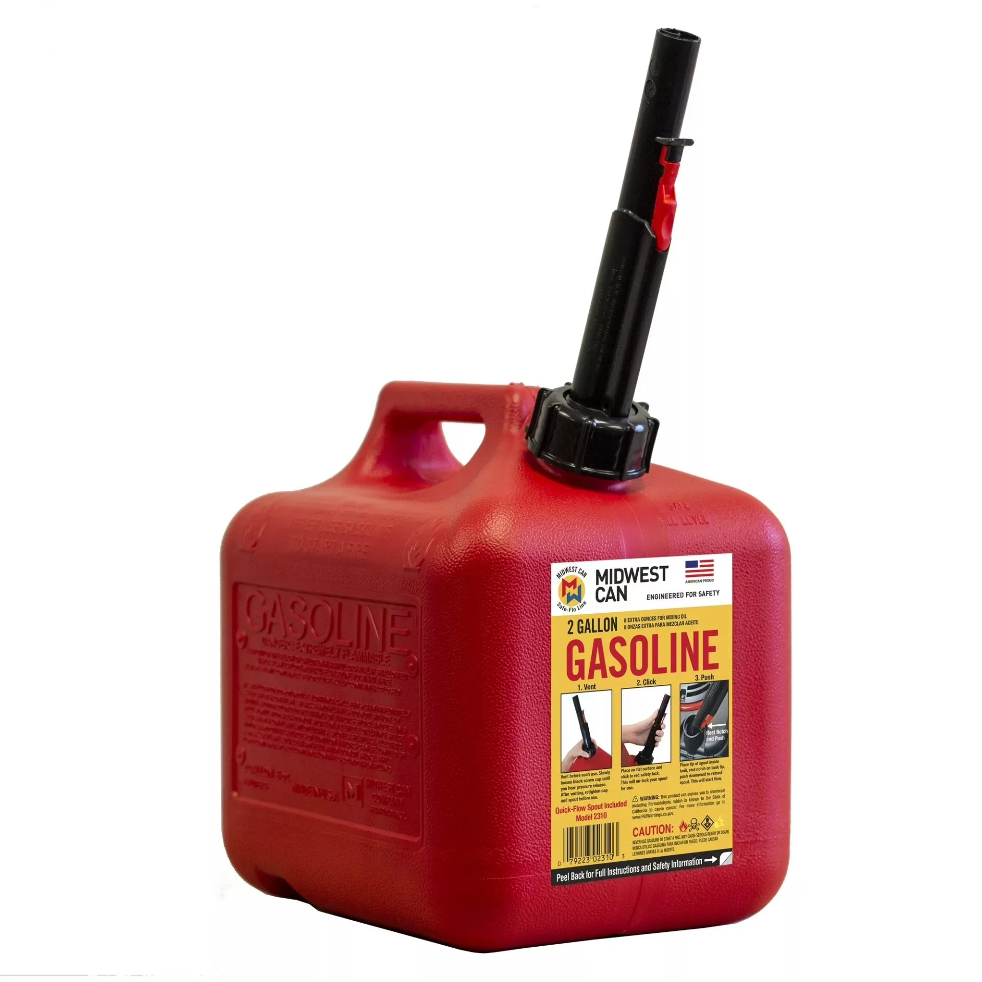 Midwest Can Auto Shut Off Gasoline Can, 2.6 Gallon Capacity, Red