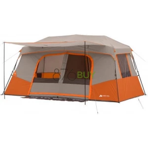 Ozark Trail 11-Person Instant Cabin Tent with Private Room – 3-Room Family Camping Tent with Awning
