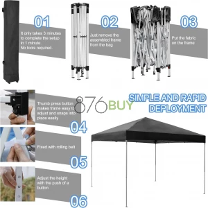 GVDV Outdoor Pop up Canopy 10'x10' Tent Camping Sun Shelter-Series Party Tent (Black)